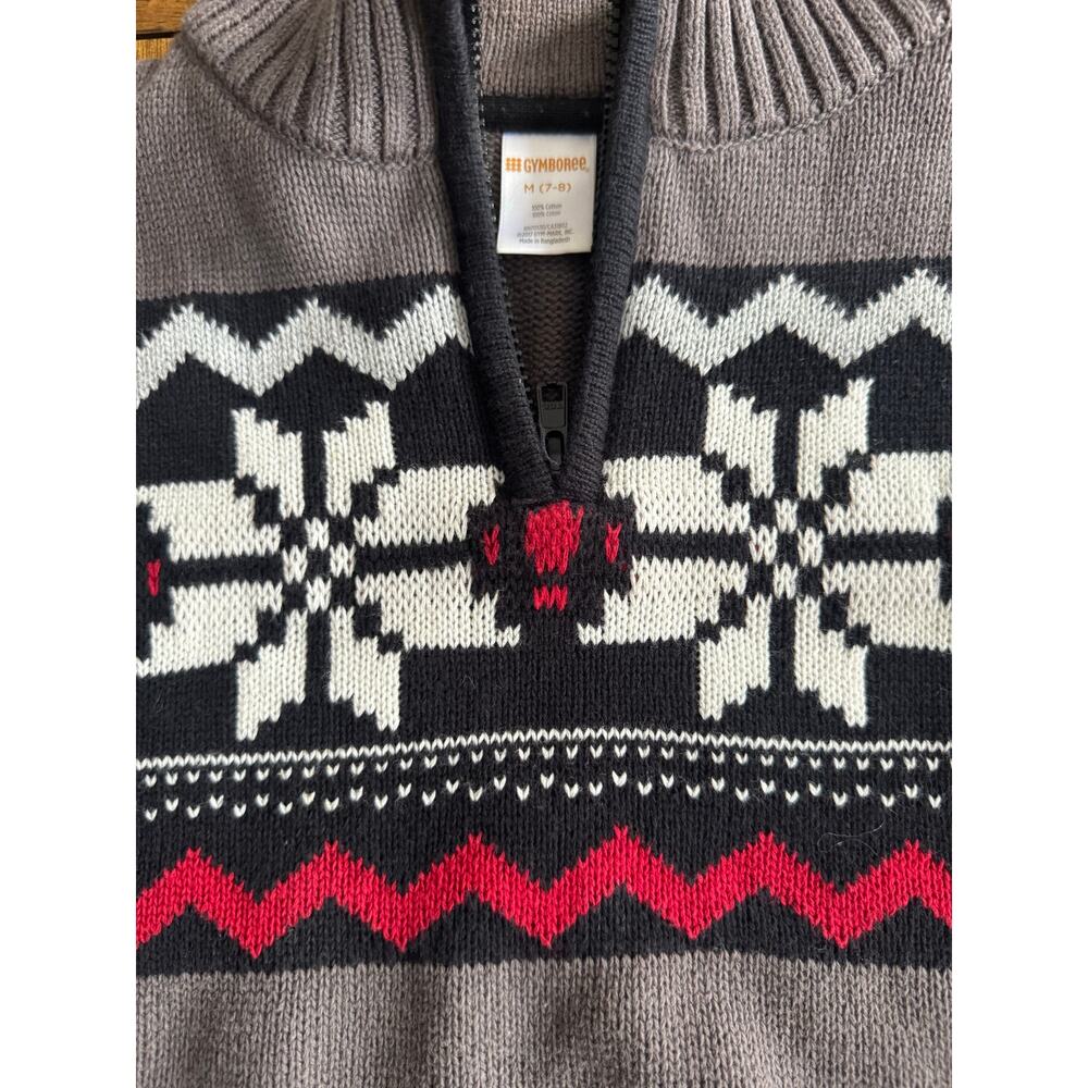 Gymboree Boys Fair Isle Snowflake Quarter-Zip Sweater M (7-8) - Picture 2 of 9